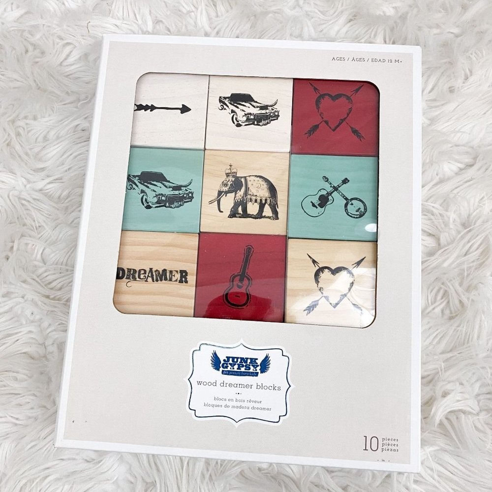 Junk Gypsy for Pottery Barn Kids Wood Dreamer Blocks Set of 10 NEW